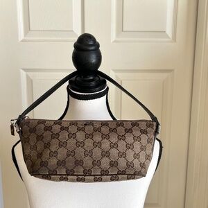 Vintage Gucci Boat Pochette Handbag Canvas Monogram Bag